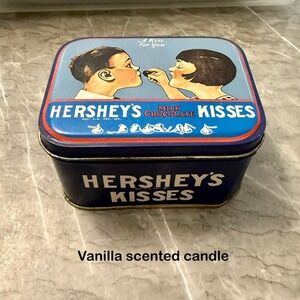 Vintage Hershey's Kisses Tin Candle – 1994 Collectible – Vanilla Scent – Used